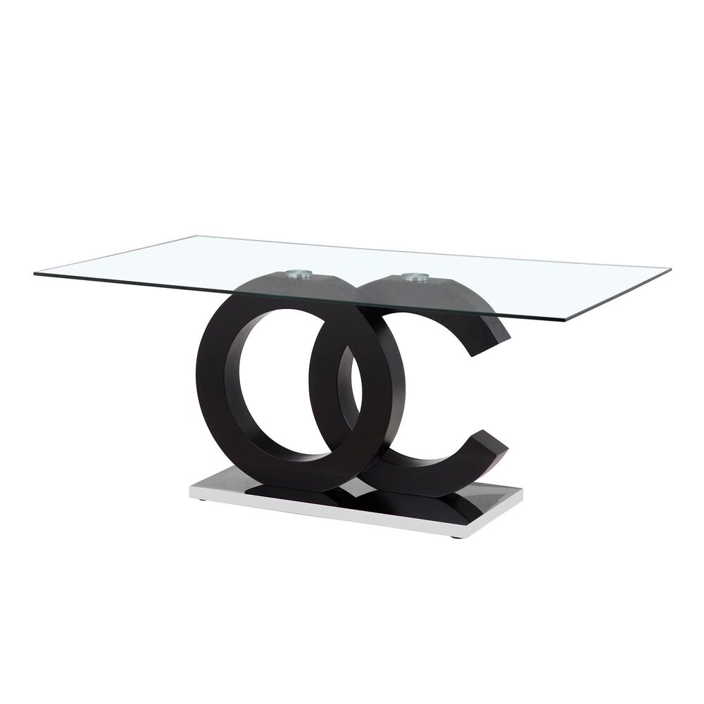 Global Furniture USA Dining Table in Matte Black &amp; Stainless Steel, , large