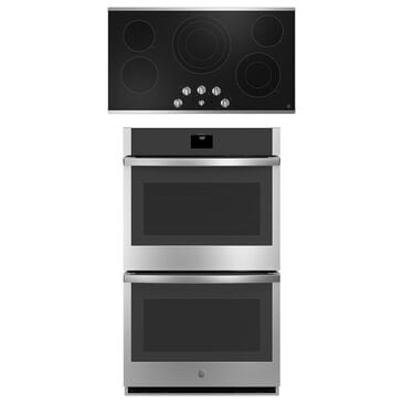GE 2-Piece Kitchen Package with 30" Smart Built-In Convection Double Wall Oven and 36" Electric Cooktop in Stainless Steel and Black, , large