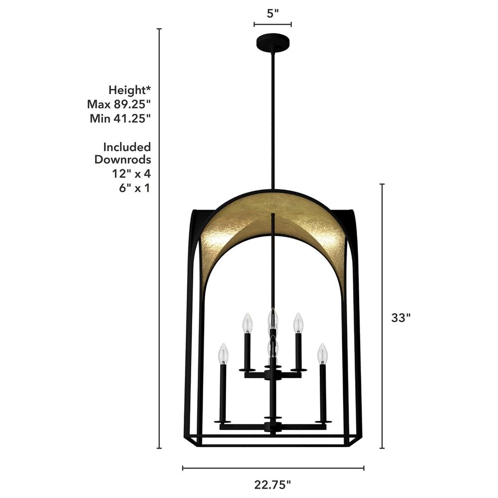 Hunter Dukestown 22&quot; 8-Light Pendant in Natural Iron and Gold Leaf, , large