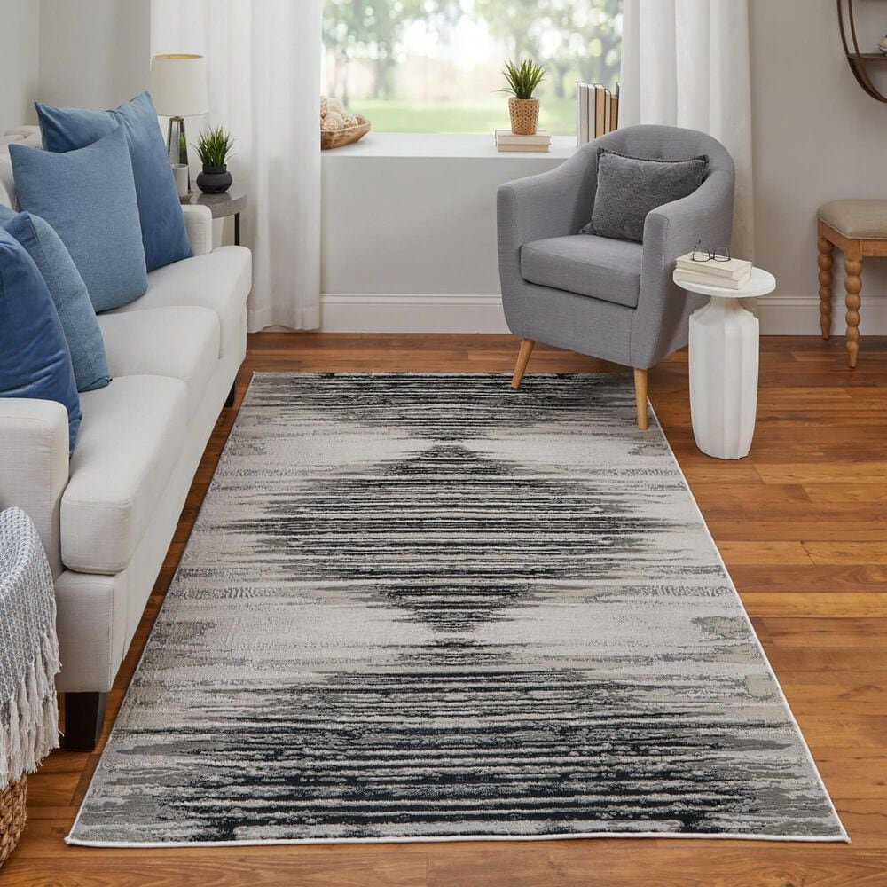 Feizy Rugs Micah 39LRF 12&#39; x 18&#39; Black and Silver Area Rug, , large