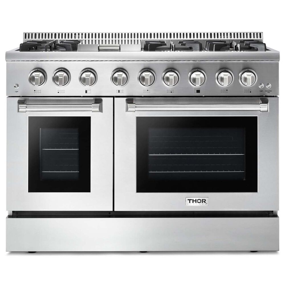Thor Kitchen 48&quot; Professional Dual Fuel Range with Natural Gas in Stainless Steel, , large