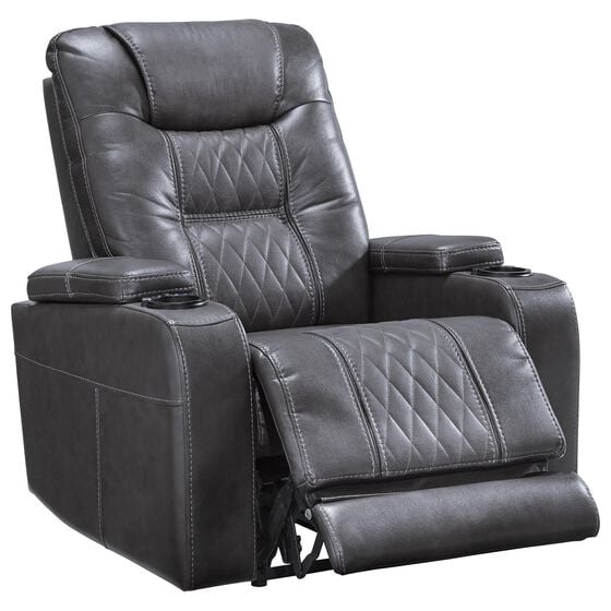 Signature Design by Ashley Composer Power Recliner with Adjustable Headrest and LED Light in Grey