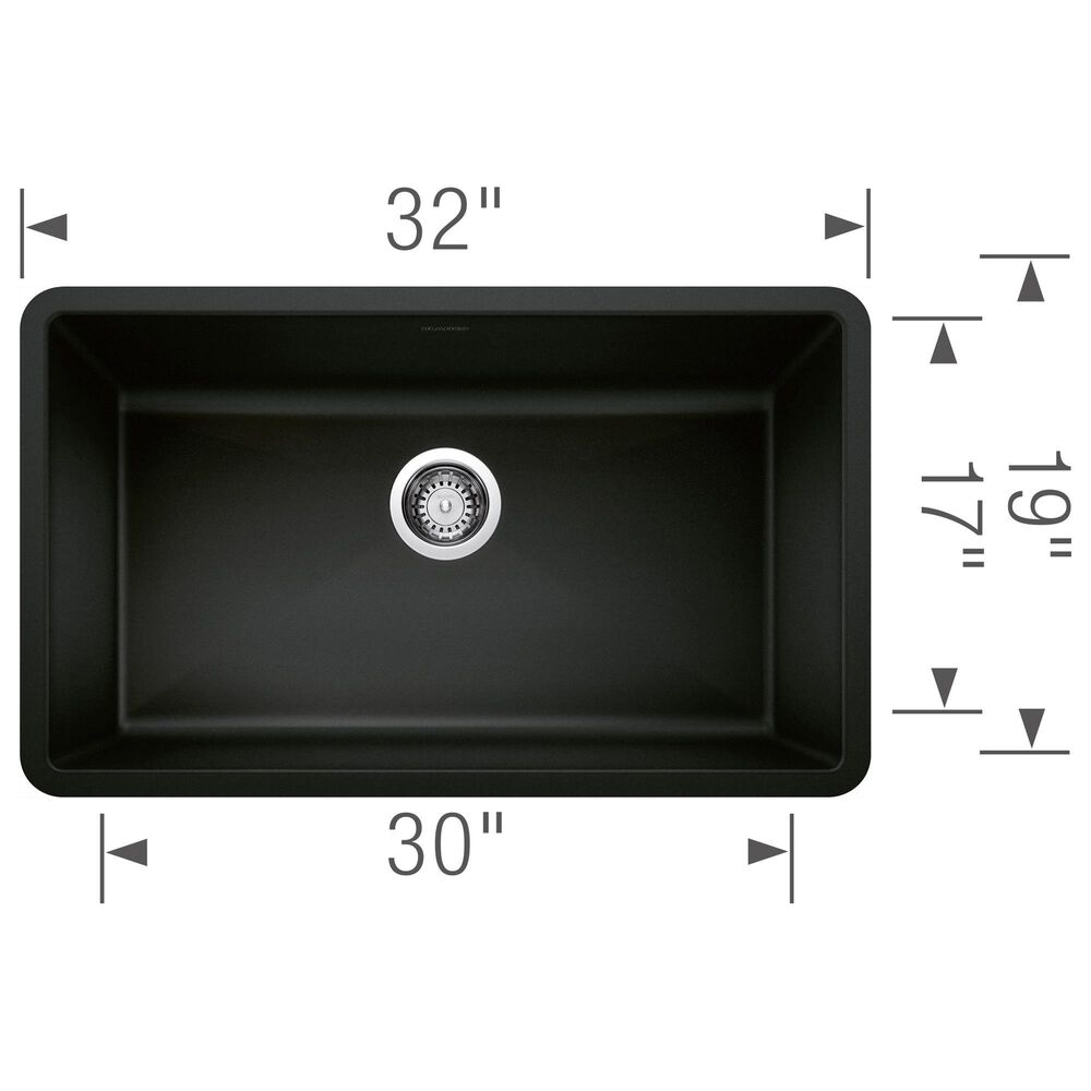 Blanco Precis 32&quot; Super Single Bowl Kitchen Sink in Coal Black, , large