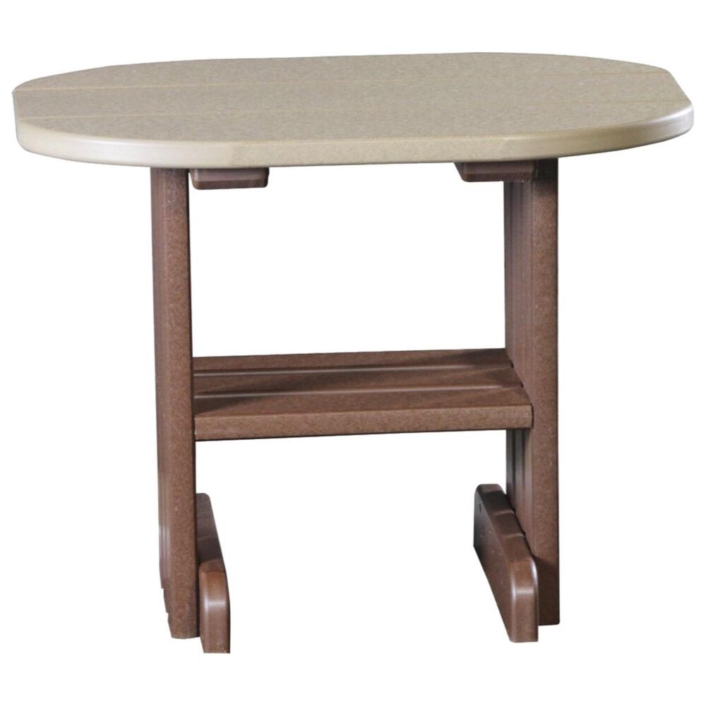 Amish Orchard Oval Outdoor End Table in Weatherwood and Chestnut, , large
