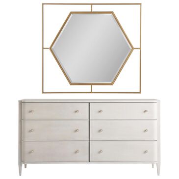 Furniture Worldwide Love Joy Bliss Chelsea 6 Drawer Dresser and Mirror in Alabaster and Soft Gold, , large
