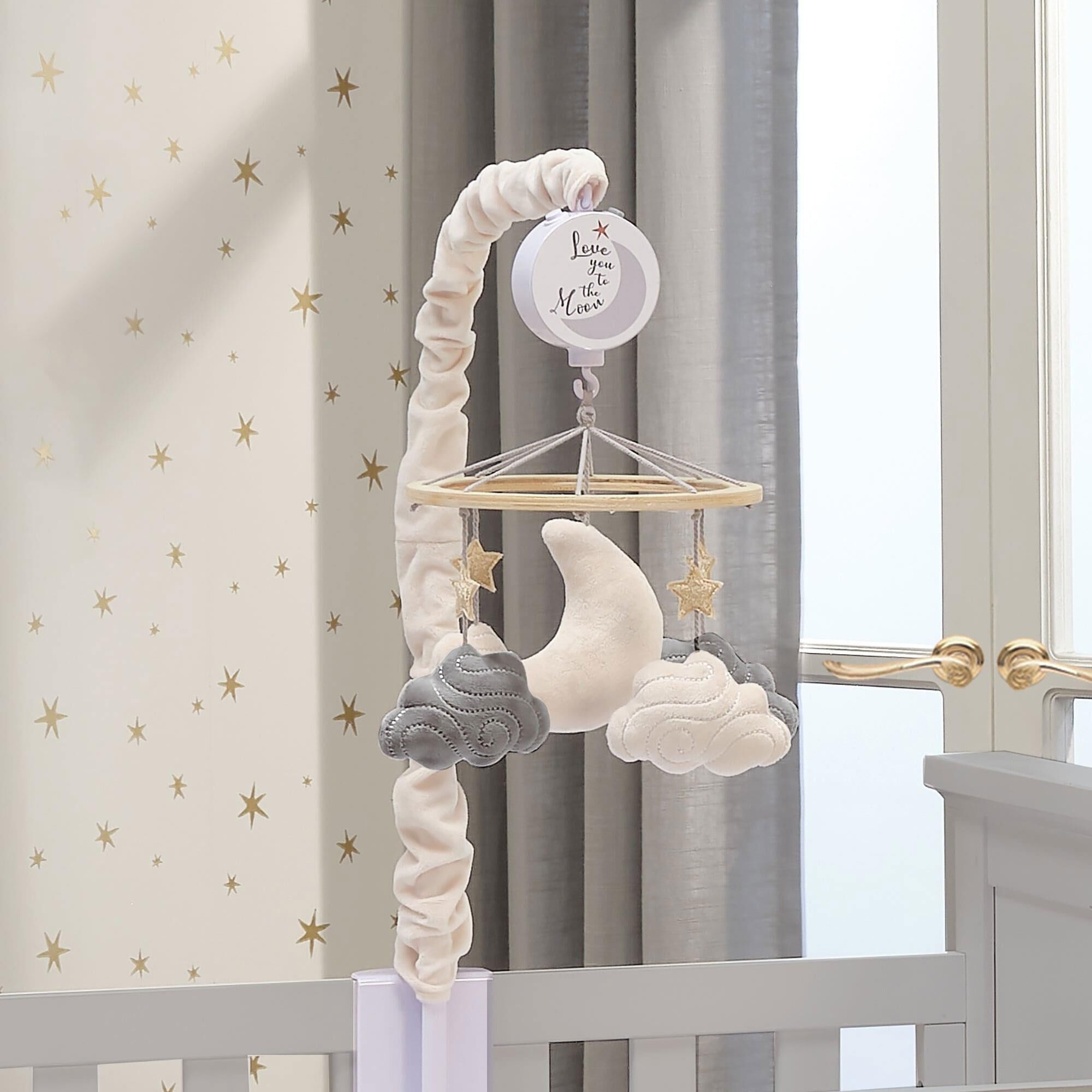 Lambs and Ivy Goodnight Moon Musical Baby Crib Mobile Soother Toy in White