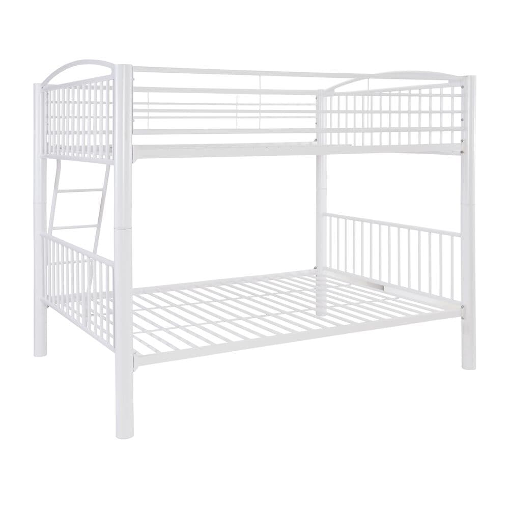 Linden Boulevard Full over Full Heavy Metal Bunk Bed in White, , large