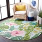 Safavieh Barbados Tropical Floral 8" Round Green and Pink Indoor/Outdoor Area Rug, , large