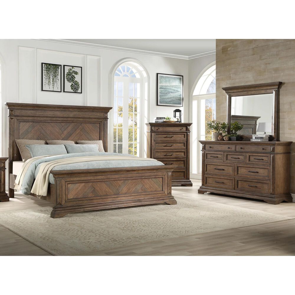 New Heritage Design Mar Vista 3 Piece Queen Bedroom Set in Brushed Walnut, , large