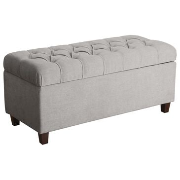 Kinfine Ainsley Storage Bench with Gray Cushion in Dark Walnut, , large