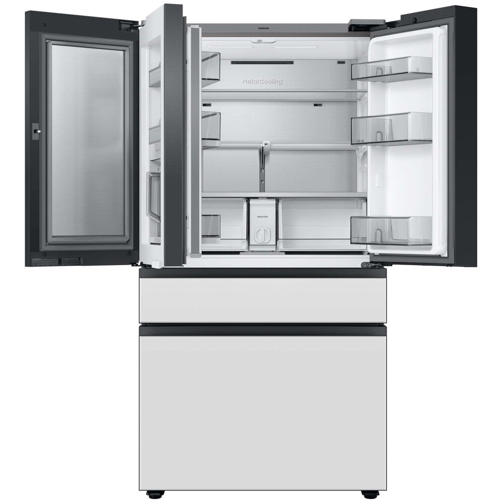 Samsung Bespoke Counter Depth 4-Door French Door Refrigerator with Family Hub in White Glass, , large