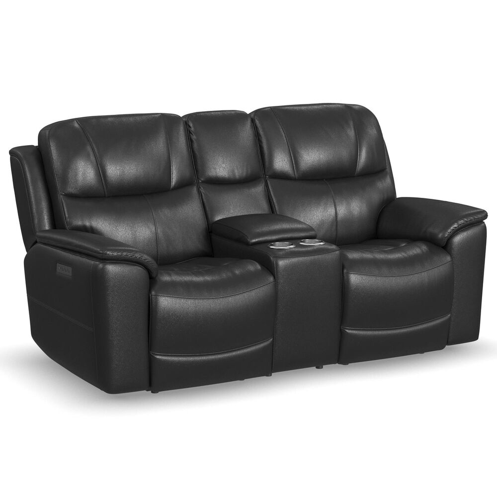 Flexsteel Crew Power Reclining Loveseat with Console, Power Headrests and Lumbar in Raven, , large