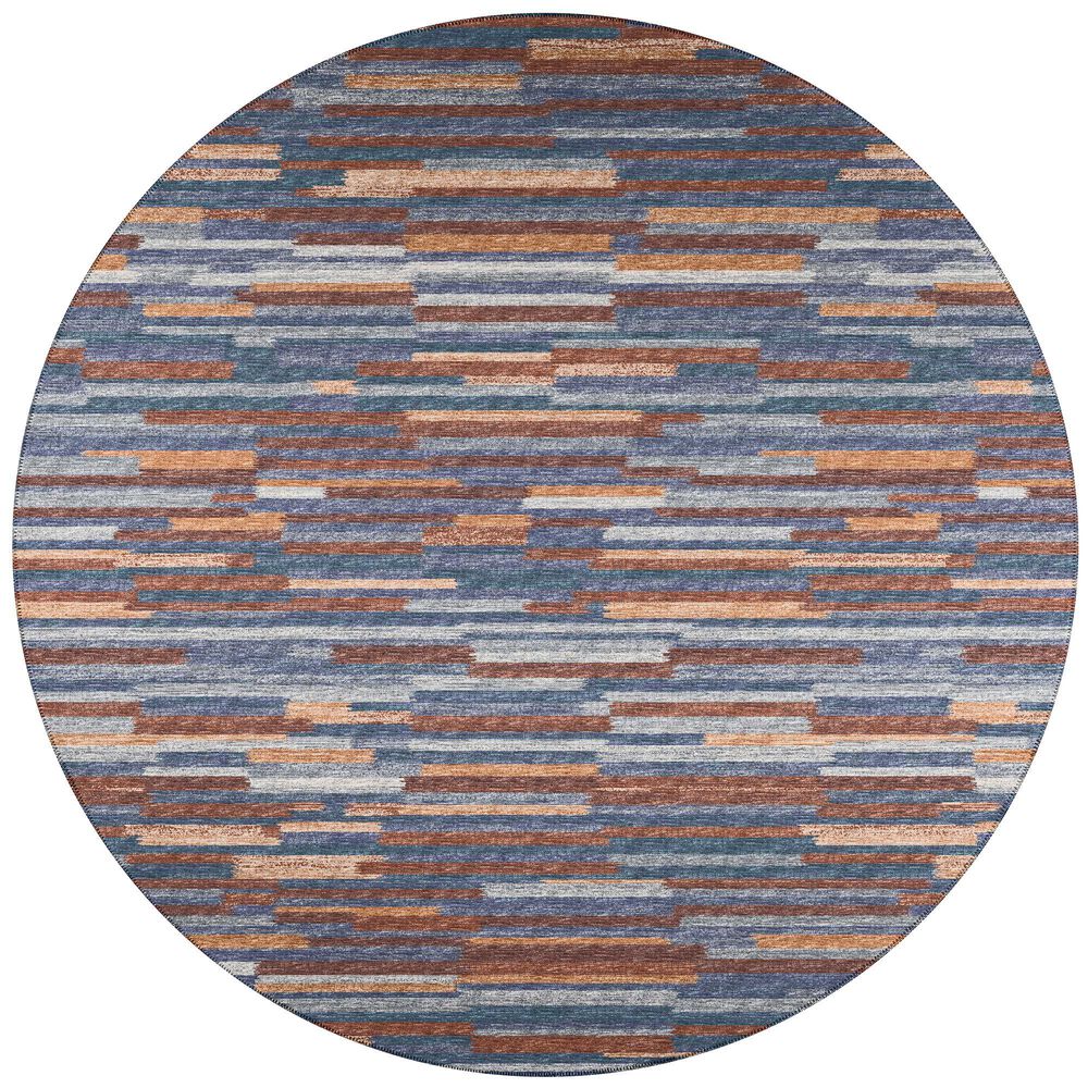 Dalyn Rug Company Sedona Striped 10" Round Denim Indoor/Outdoor Area Performance Rug, , large