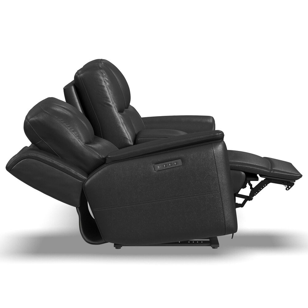 Flexsteel Crew Power Reclining Loveseat with Console, Power Headrests and Lumbar in Raven, , large