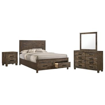 Pacific Landing Woodmont 4-Piece Cal King Storage Bed Set in Brown, , large