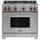 Wolf 36" Dual Fuel 4-Burner with Grill in Stainless Steel, , large