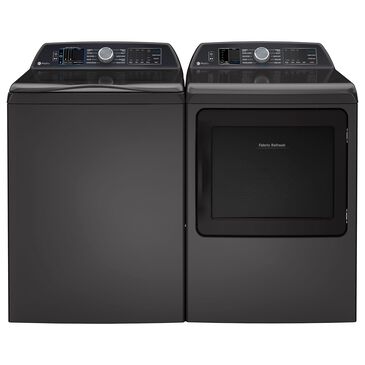 GE Profile 5.3 Cu. Ft. Top Load Washer and 7.3 Cu. Ft. Smart Gas Dryer in Diamond Gray , , large
