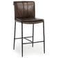 Classic Home Mayer Counter Stool Truffle Brown Leather in Black, , large