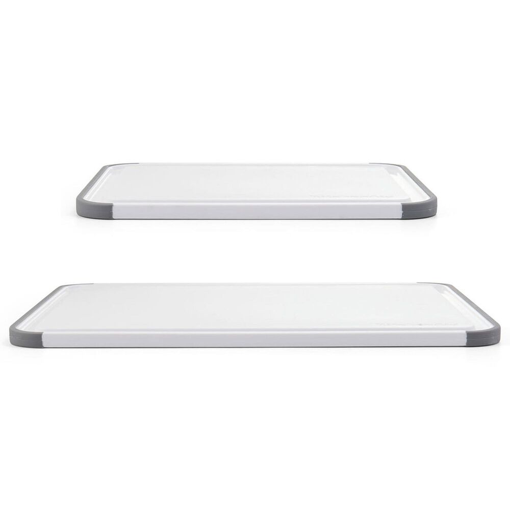 KitchenAid Gadgets 2-Piece Polypropylene Chopping Board Set in White and Gray, , large