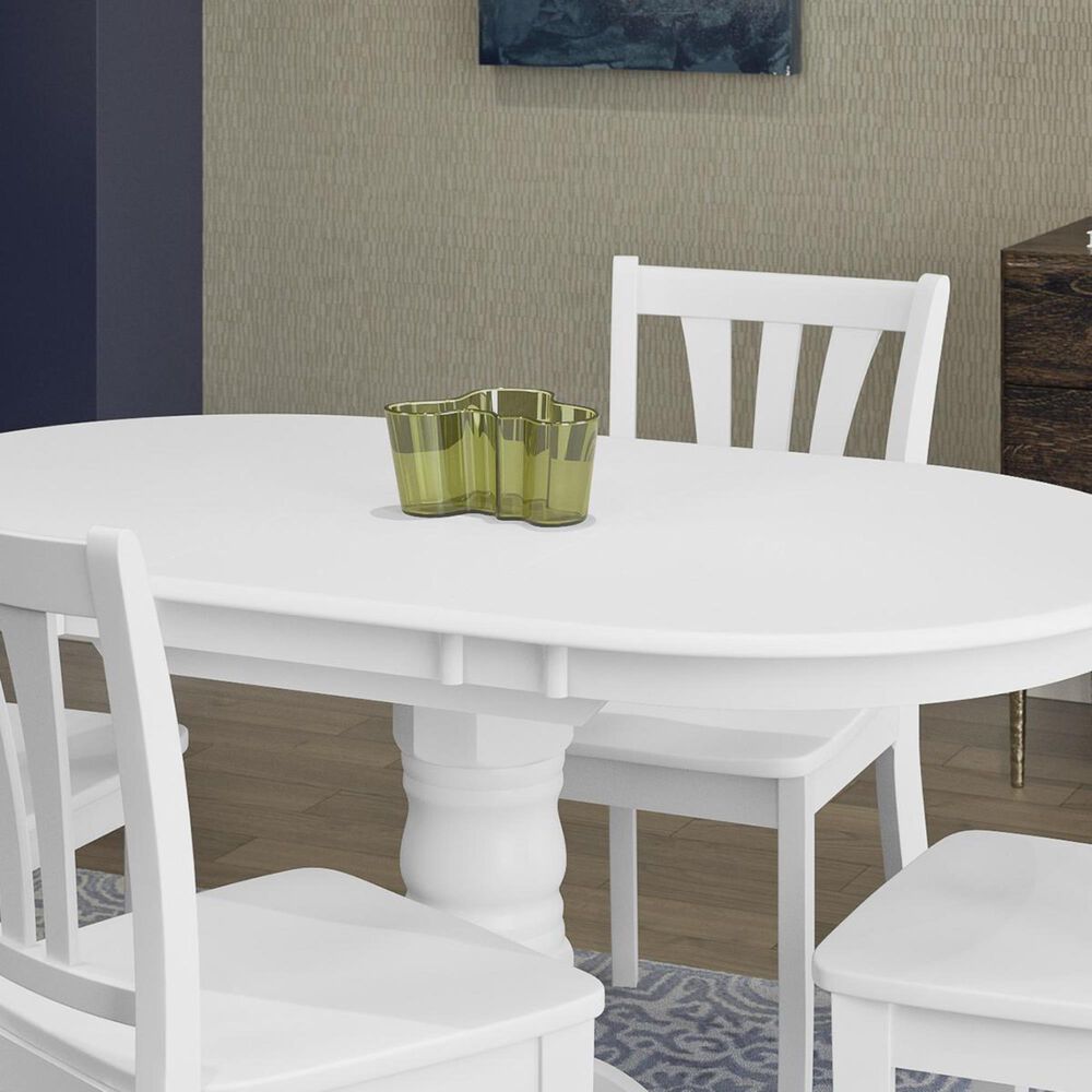 CorLiving Dillon Pedestal Dining Table with Leaf in White - Table Only, , large