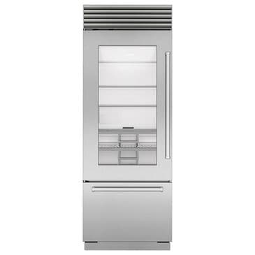 Roth Distributing 17 Cu. Ft. Classic Left Hinge Bottom Freezer Refrigerator with Glass Door and Pro Handle in Stainless Steel, , large
