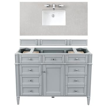 James Martin Brittany 48" Single Bathroom Vanity in Urban Gray with 3 cm Eternal Serena Quartz Top and Rectangle Sink, , large
