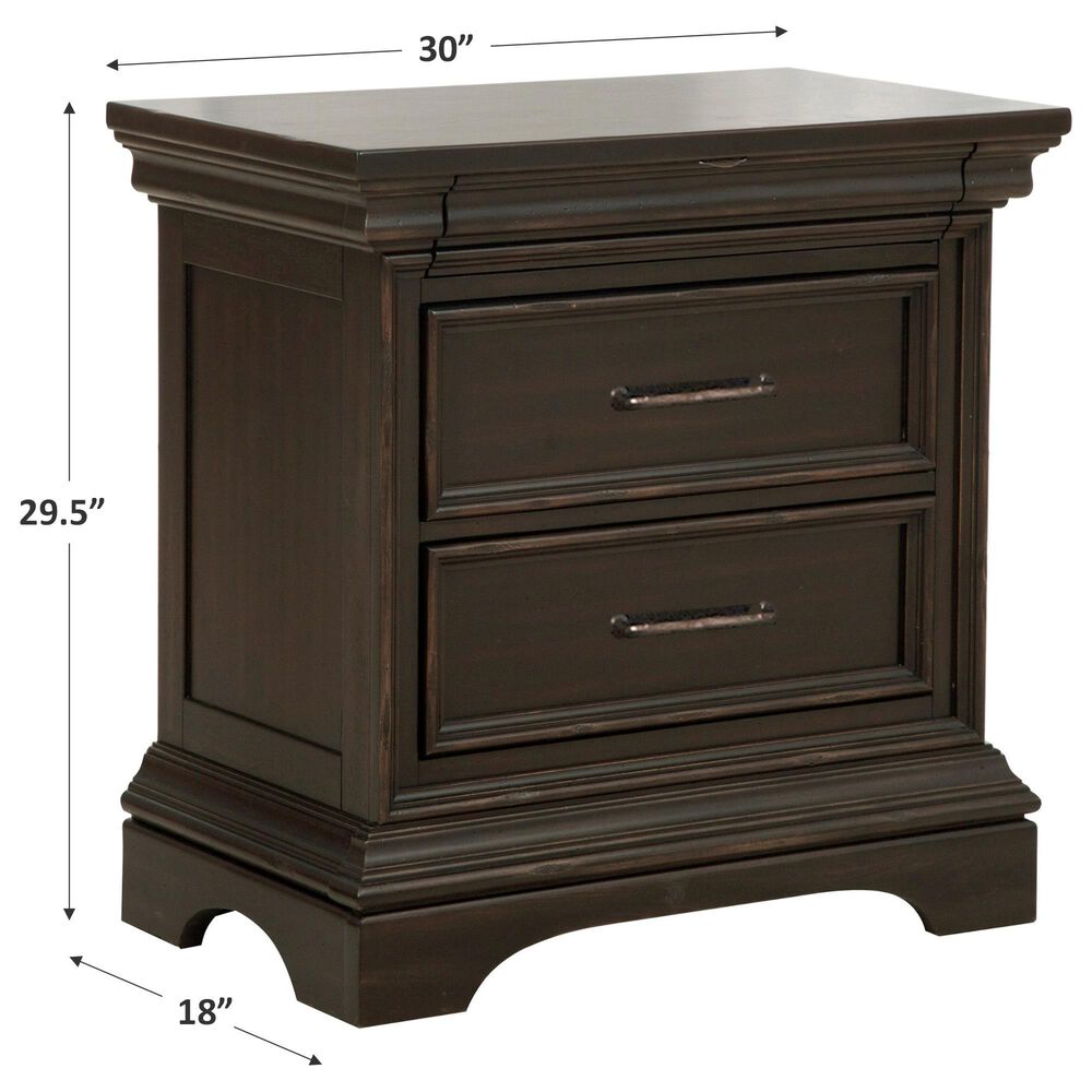at HOME Caldwell 2 Drawer Nightstand in Caldwell Dark Brown with Black, , large