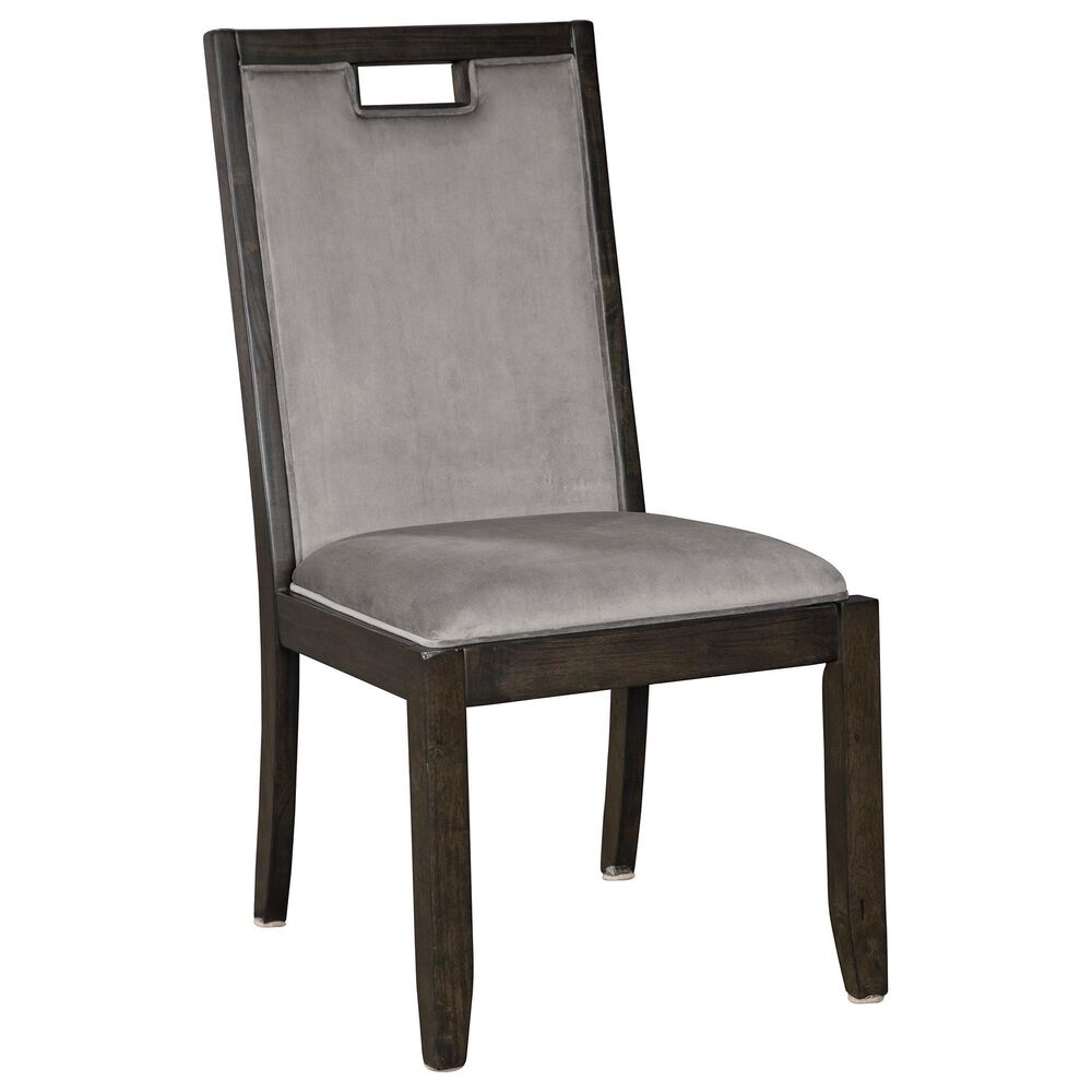 Signature Design by Ashley Hyndell Upholstered Side Chair with Faux Velvet Upholstery in Dark Brown Finish, , large
