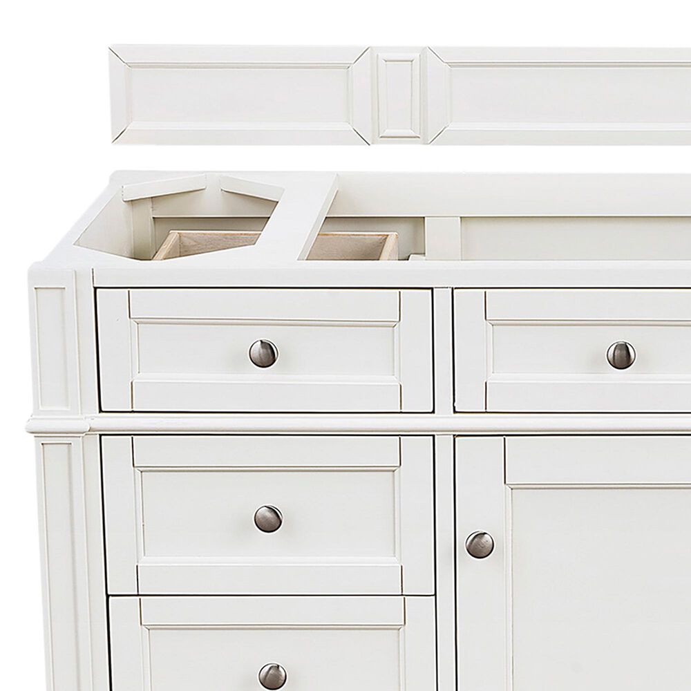James Martin Brittany 48&quot; Single Bathroom Vanity in Bright White with 3 cm Ethereal Noctis Quartz Top and Rectangle Sink, , large