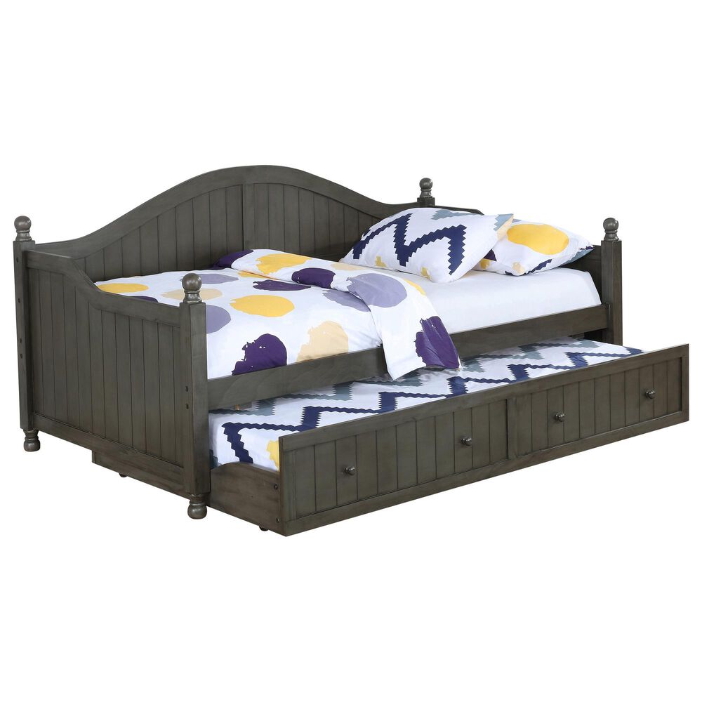 Pacific Landing Julie Ann Twin Daybed with Trundle in Warm Grey, , large