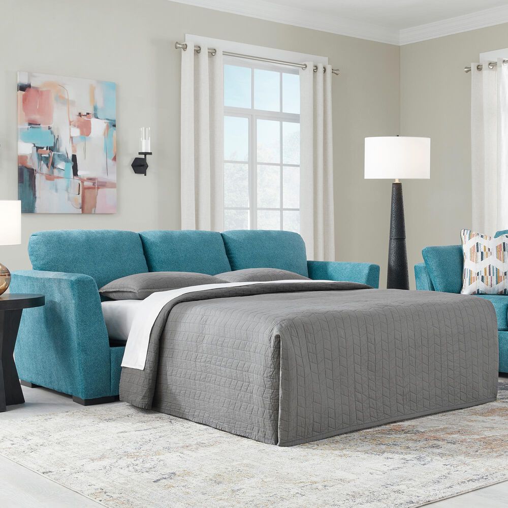 Signature Design by Ashley Keerwick Stationary Queen Sofa Sleeper in Teal, , large