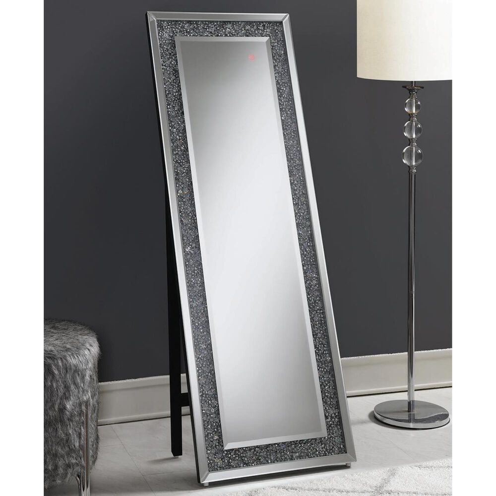 Pacific Landing Rectangular Standing Mirror with LED Lighting in Silver, , large