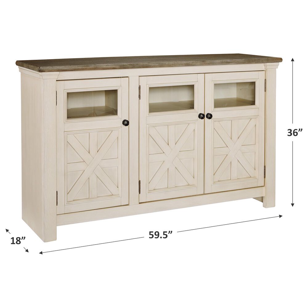 Signature Design by Ashley Bolanburg 60&quot; TV Stand in Textured White and Weathered Gray, , large