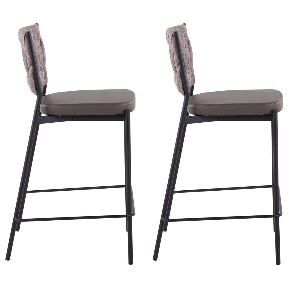 Lumisource Tania Counter Stool in Grey and Light Brown &#40;Set of 2&#41;, , large