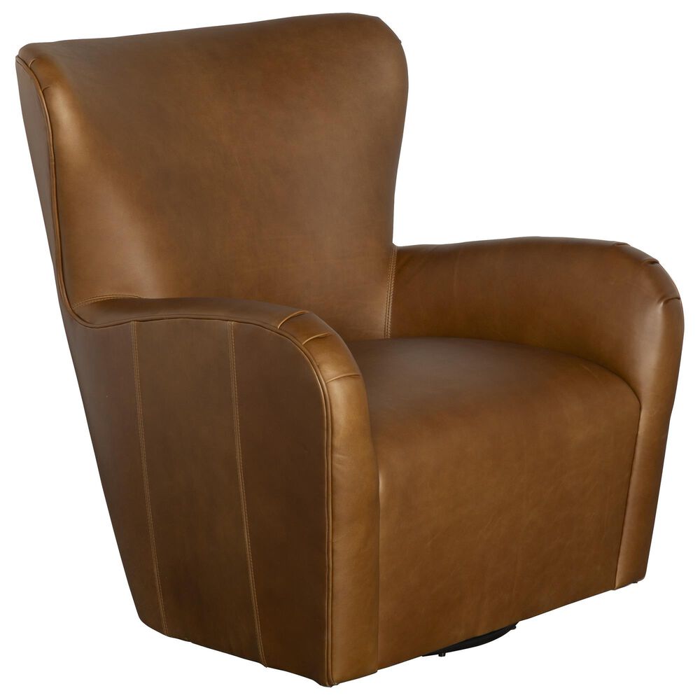 Huntington House Swivel Chair in Cognac Leather, , large