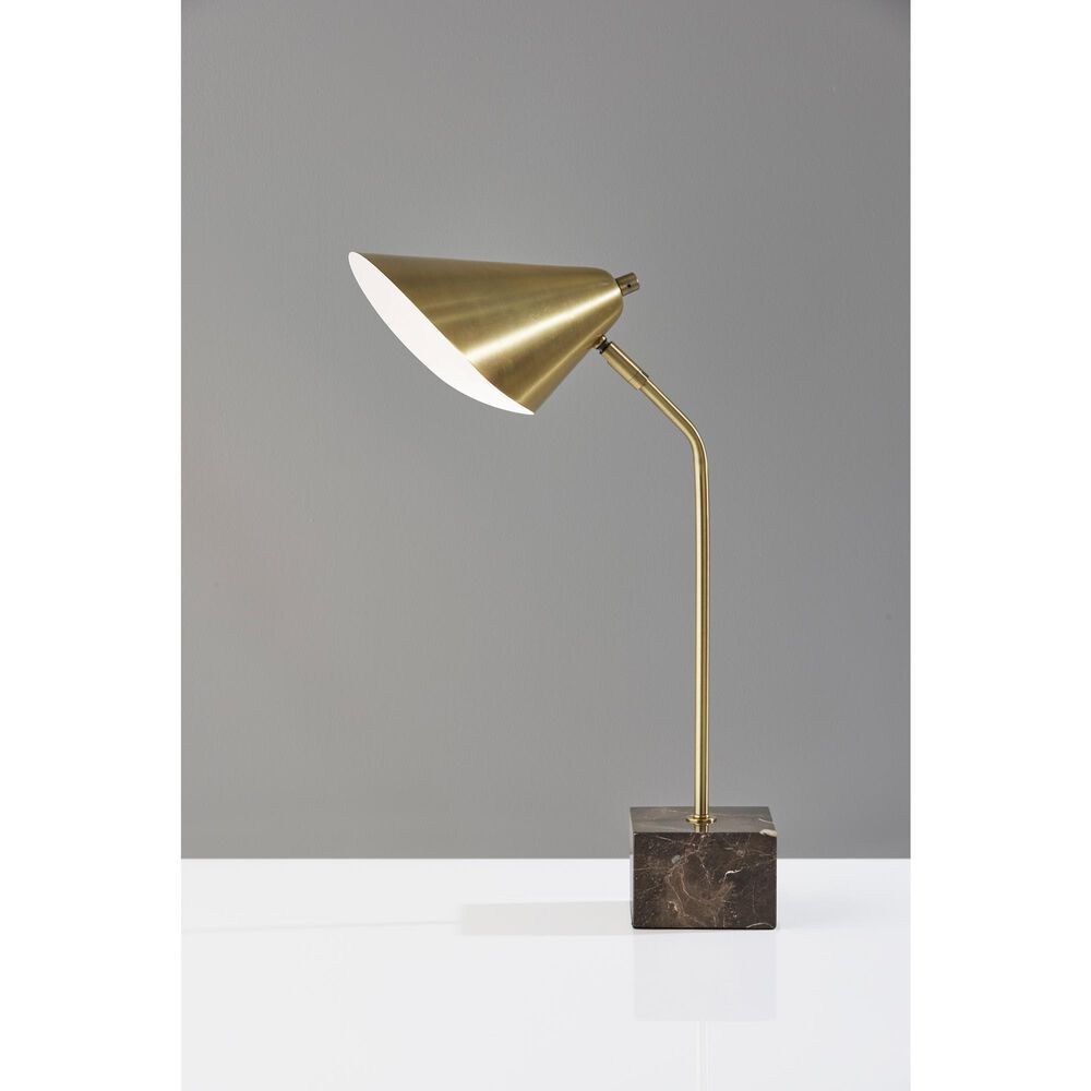 Adesso Hawthorne Desk Lamp in Antique Brass and Brown, , large