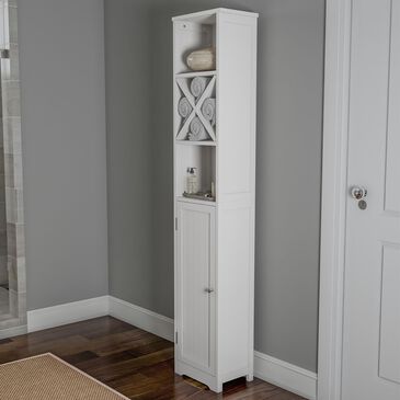 Timberlake Lavish Home 67" Tall Bathroom Storage Cabinet in White/Silver, , large