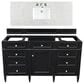 James Martin Brittany 60" Single Bathroom Vanity in Black Onyx with 3 cm Eternal Jasmine Pearl Quartz Top and Rectangle Sink, , large