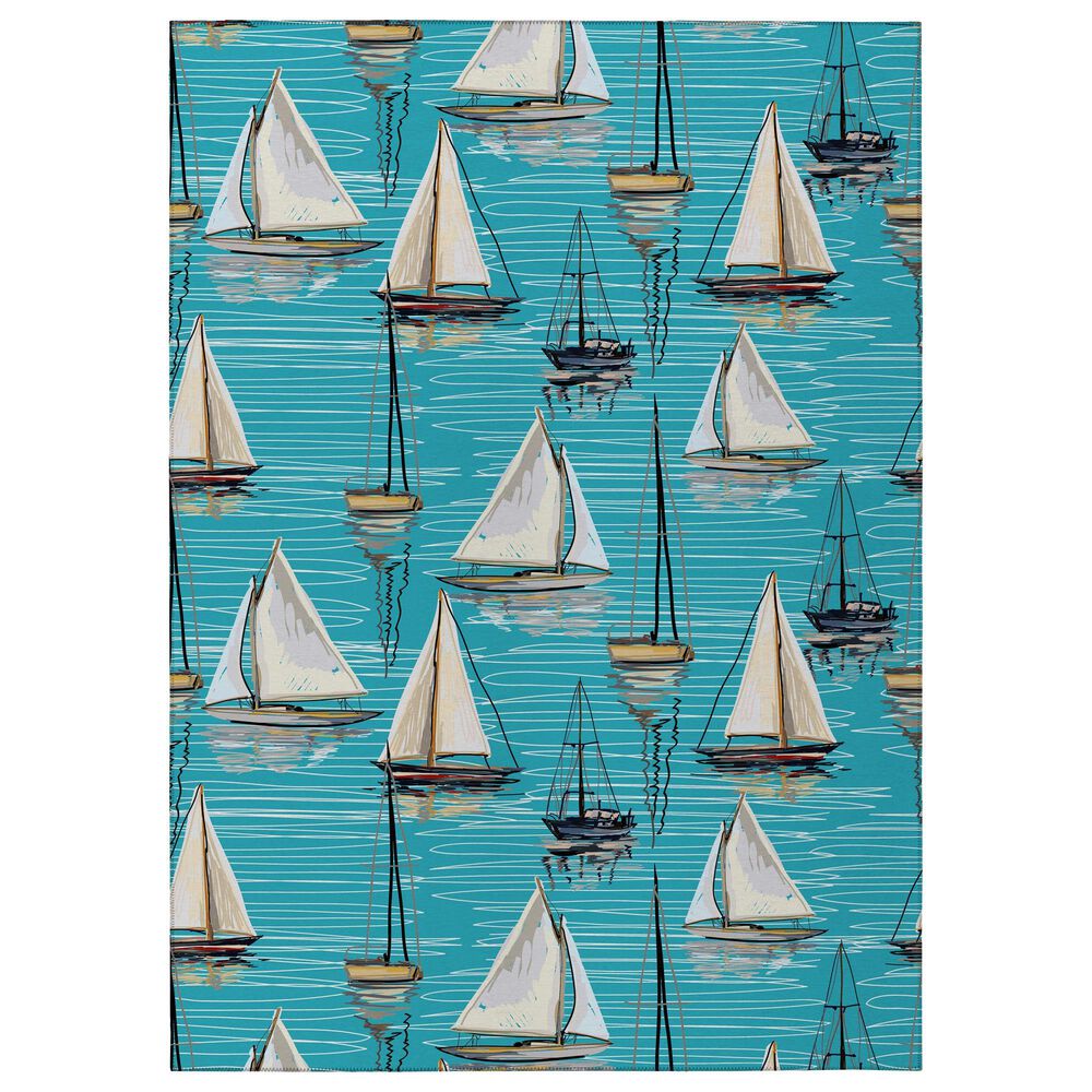 Dalyn Rug Company Harbor 2"3" x 7"6" Teal Indoor/Outdoor Runner, , large