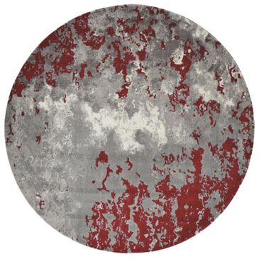 Nourison Twilight TWI21 8" Round Grey and Red Area Rug, , large
