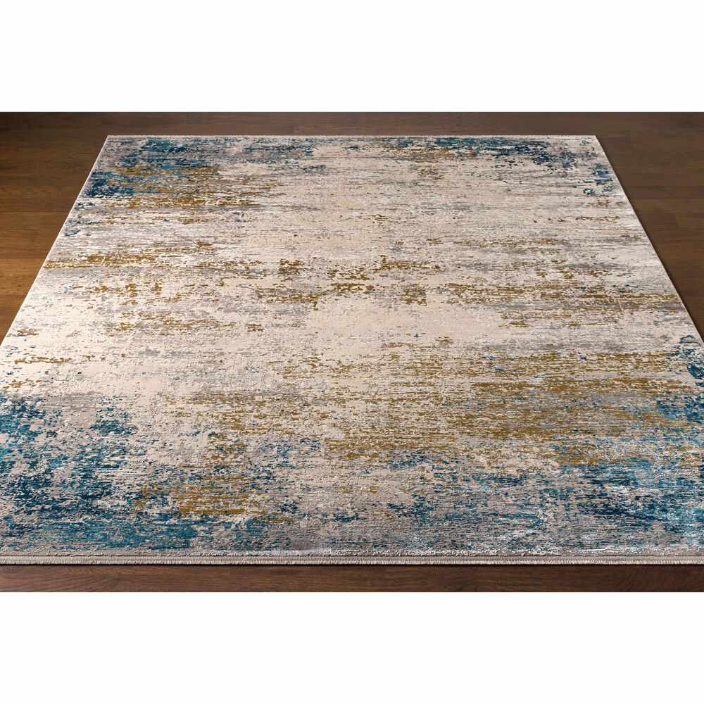 Surya Solar 10&#39; x 14&#39; Sky Blue, Dark Blue, Saffron, White, Gray and Charcoal Area Rug, , large