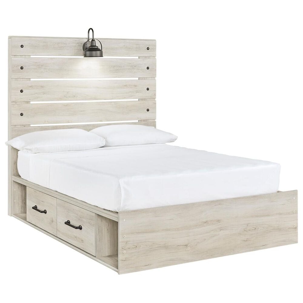 Signature Design by Ashley Cambeck 4 Piece Full Single Storage Bed Set in Whitewash, , large