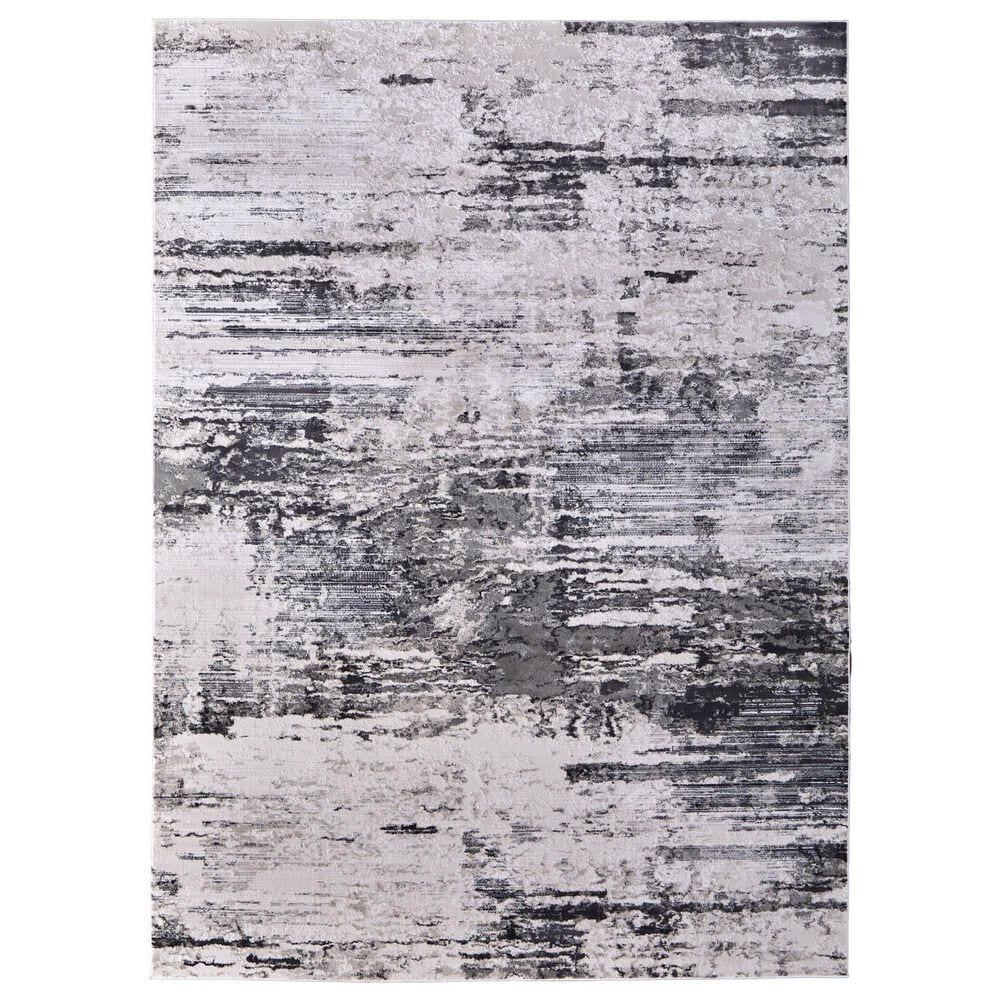 Feizy Rugs Prasad 5&#39; x 8&#39; Ivory and Charcoal Area Rug, , large