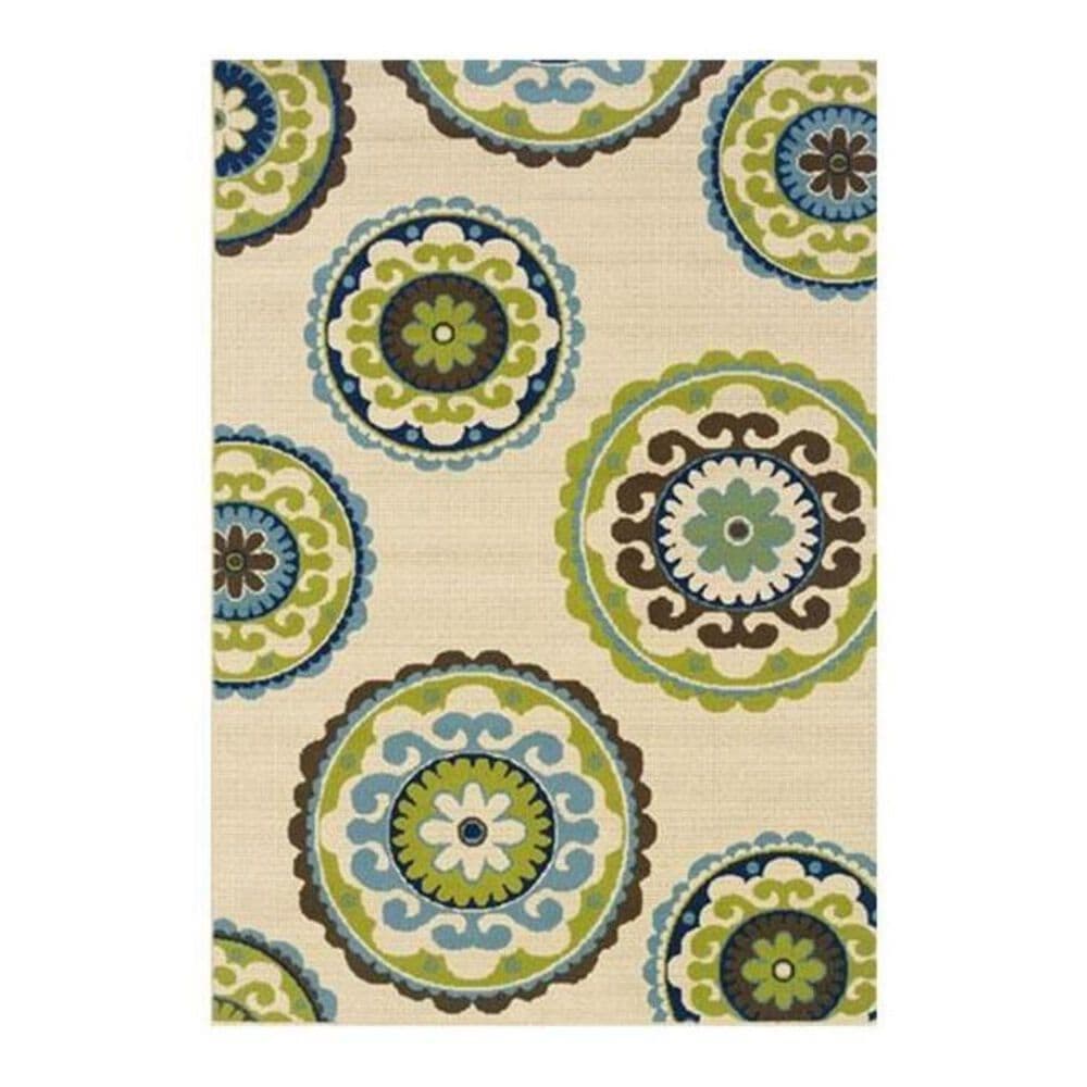 Oriental Weavers Caspian 859J 5"3" x 7"6" Cream and Green Outdoor Area Rug, , large