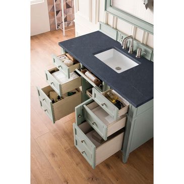 James Martin Brittany 48" Single Bathroom Vanity in Sage Green with 3 cm Charcoal Soapstone Quartz Top and Rectangle Sink, , large