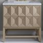 James Martin Emmeline 36" Single Bathroom Vanity in Pebble Oak with 3 cm Arctic Fall Solid Surface Top and Rectangular Sink, , large