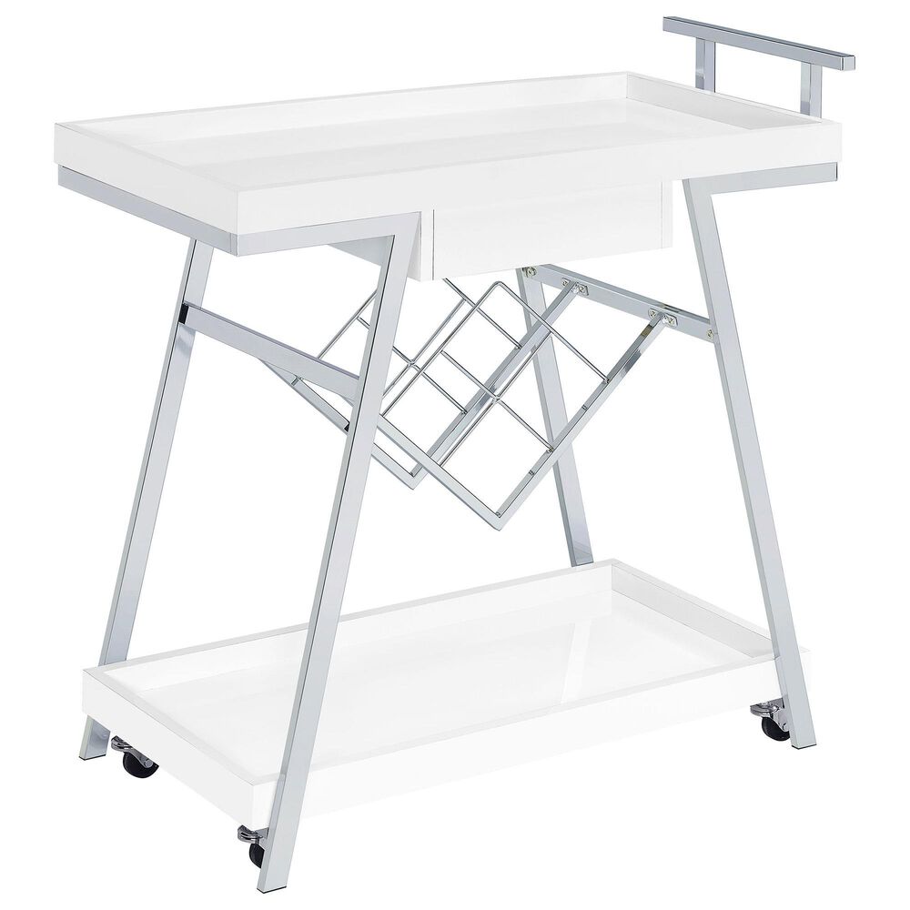 Pacific Landing Kinney Storage Bar Cart in White, , large