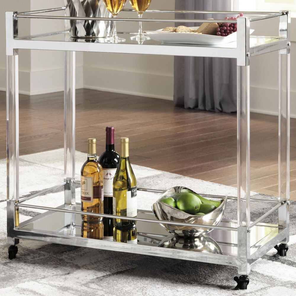 Signature Design by Ashley Chaseton Bar Cart in Chrome-tone, , large