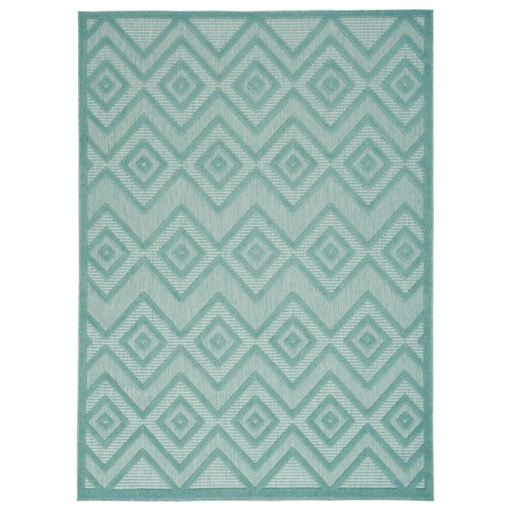 Nourison Versatile 4" x 6" Aqua and Teal Indoor/Outdoor Area Rug, , large