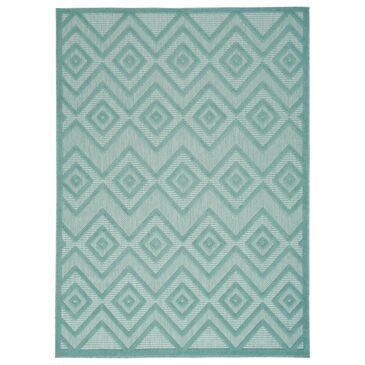 Nourison Versatile 4" x 6" Aqua and Teal Indoor/Outdoor Area Rug, , large